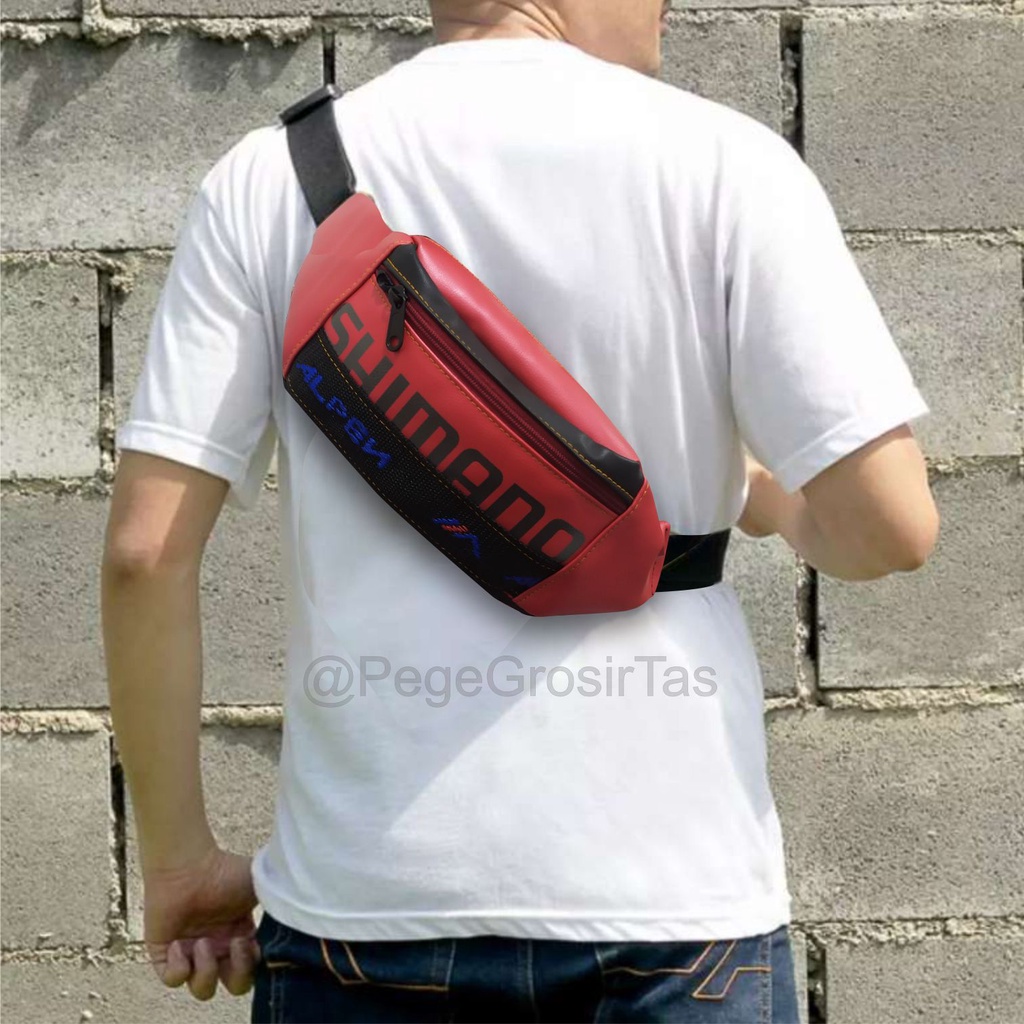 PG 8844 - Tas Pinggang Waistbag Pria Selempang Kasual Motif Sablon Shimano