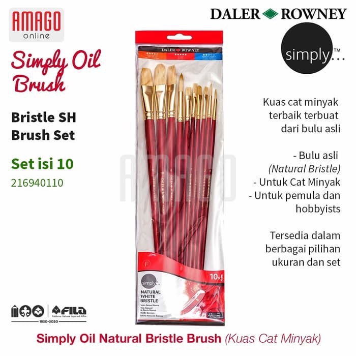 DALER-ROWNEY - SIMPLY OIL BRISTLE LH BRUSH SET 10 PCS - 216940110