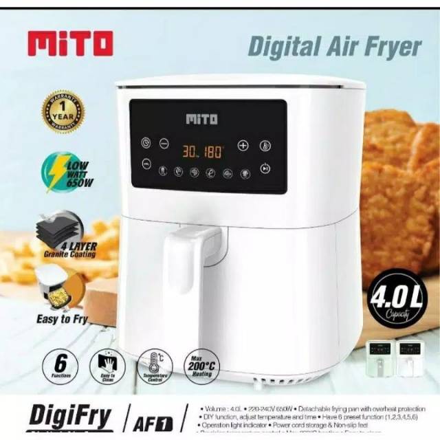 MITO AF1 Digital Air Fryer 4 Liter Low Watt dan Garansi Resmi