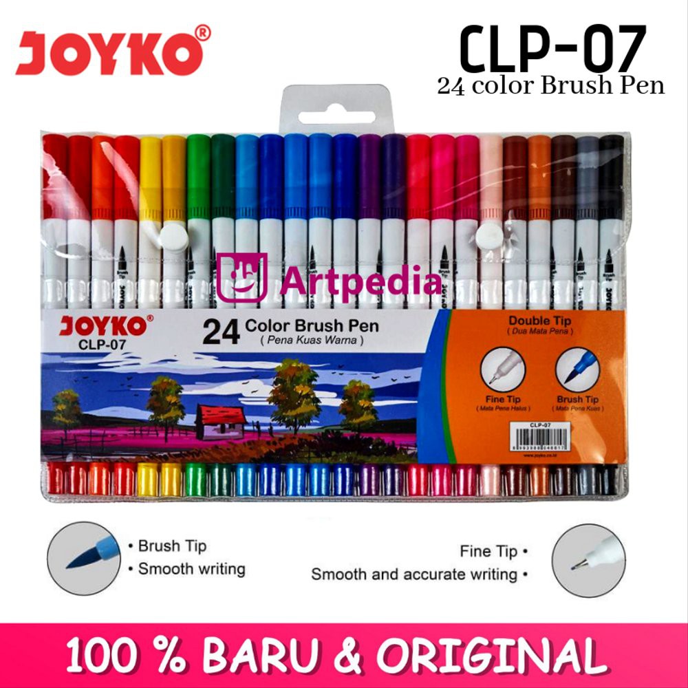 

Jual Brush Pen Joyko 24 Warna CLP-07 Dua Mata Pena - Joyko CLP 07 Set 24 Diskon