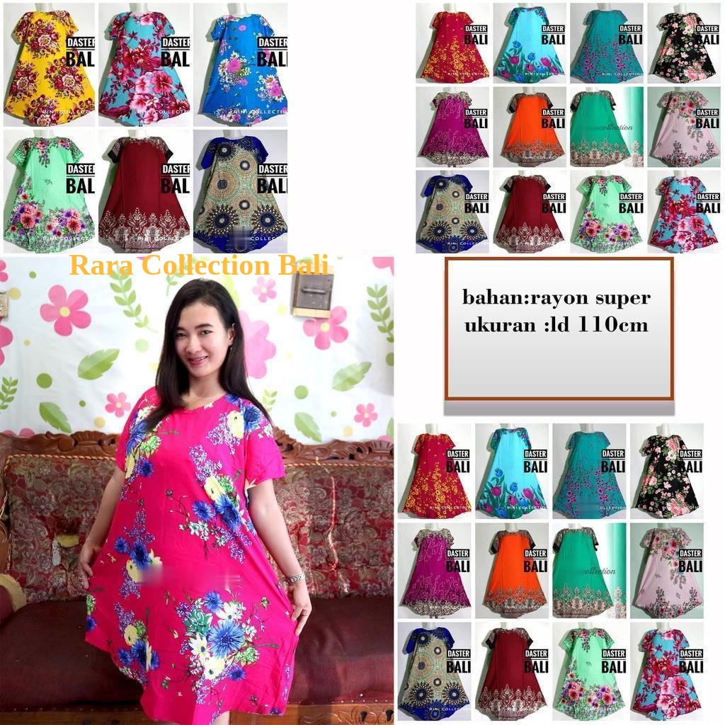 Daster Bali/Dress Bali -- Daster Dress Pakaian  Kekinian Jumbo Murah Busui Panjang Nyaman Adem Lembu