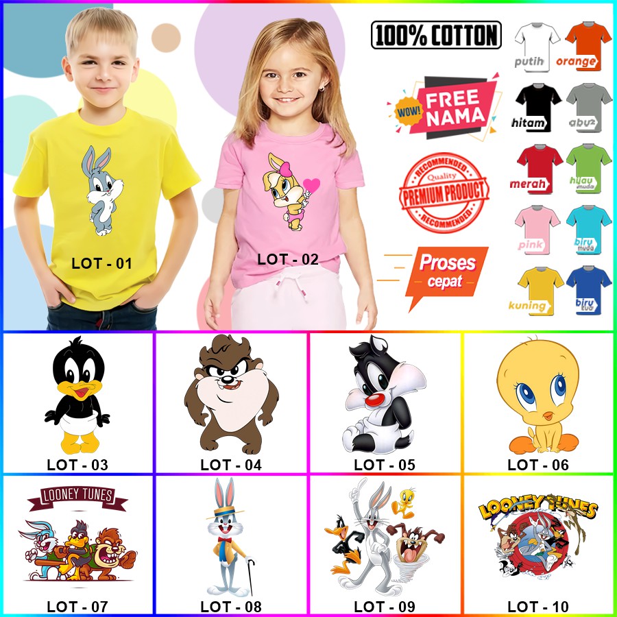 Baju Kaos ANAK DAN DEWASA BUGS BUNNY COUPLE (FREE NAMA)