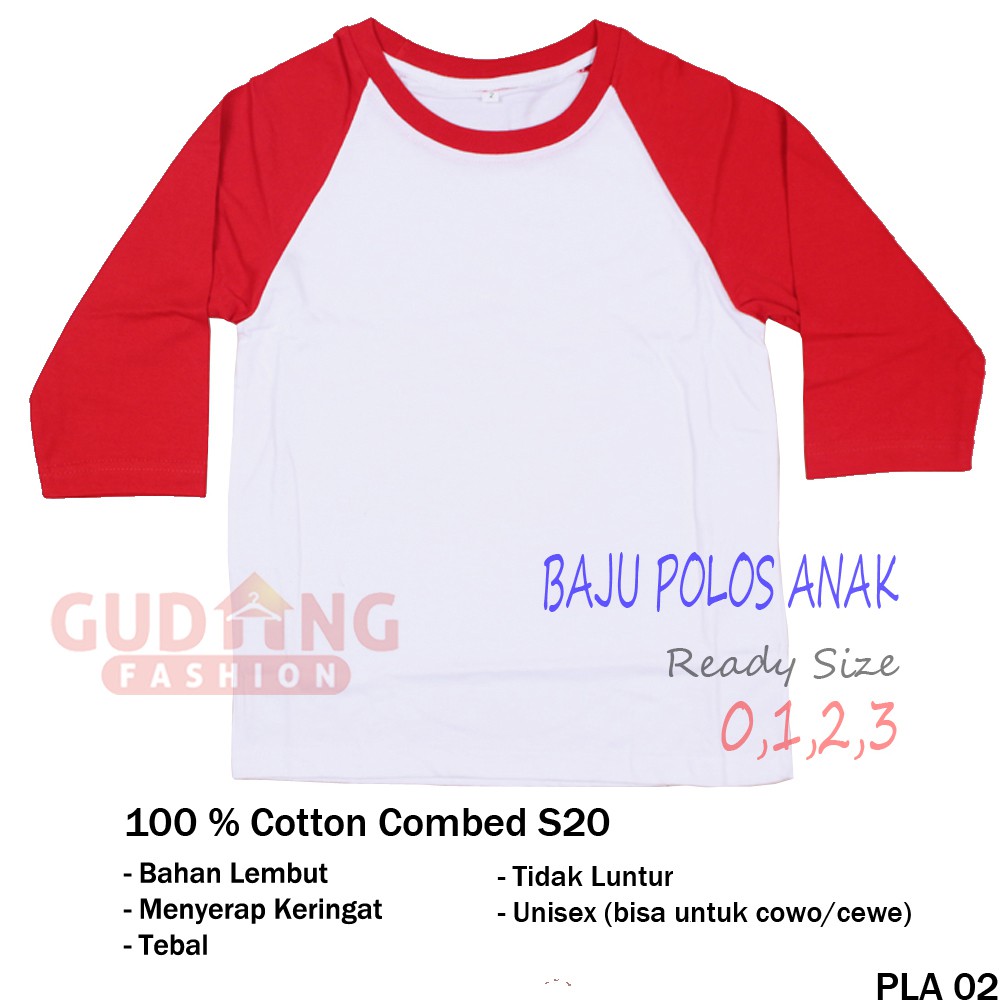 Kaos Raglan Anak Polos - PLA 02