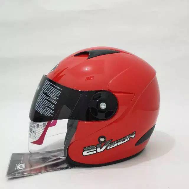 HELM KYT 2 VISION FIRE RED ORIGINAL HELM KYT 2VISION RED KYT 2VISION MERAH HELM HALF FACE KYT 2VISOR