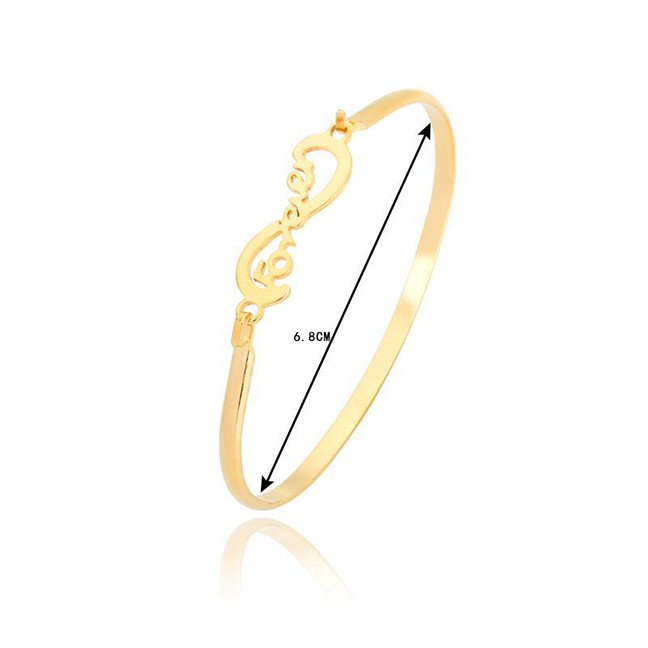 LRC Gelang Tangan Fashion Golden Color Stainless Steel Letter Alloy Hollow Bracelet P12362