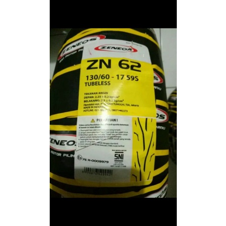 ban luar 130/60-17 ZENEOS ZN62 TUBLES TL 130 60 ring 17