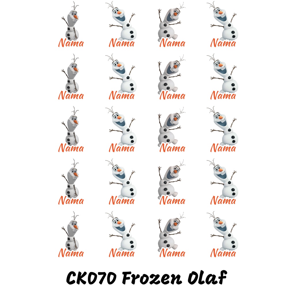 

Sticker Nama Cutting Label Waterproof Tahan Air Frozen Olaf (CK070)