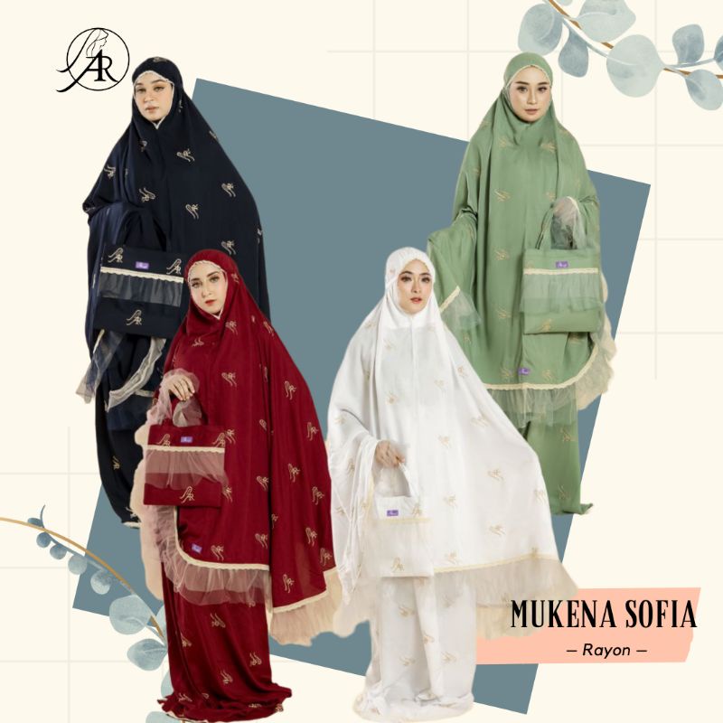 Mukena Sofia by arrafi Mukena potongan Dewasa jumbo polos kombinasi tile / Sakura Store99