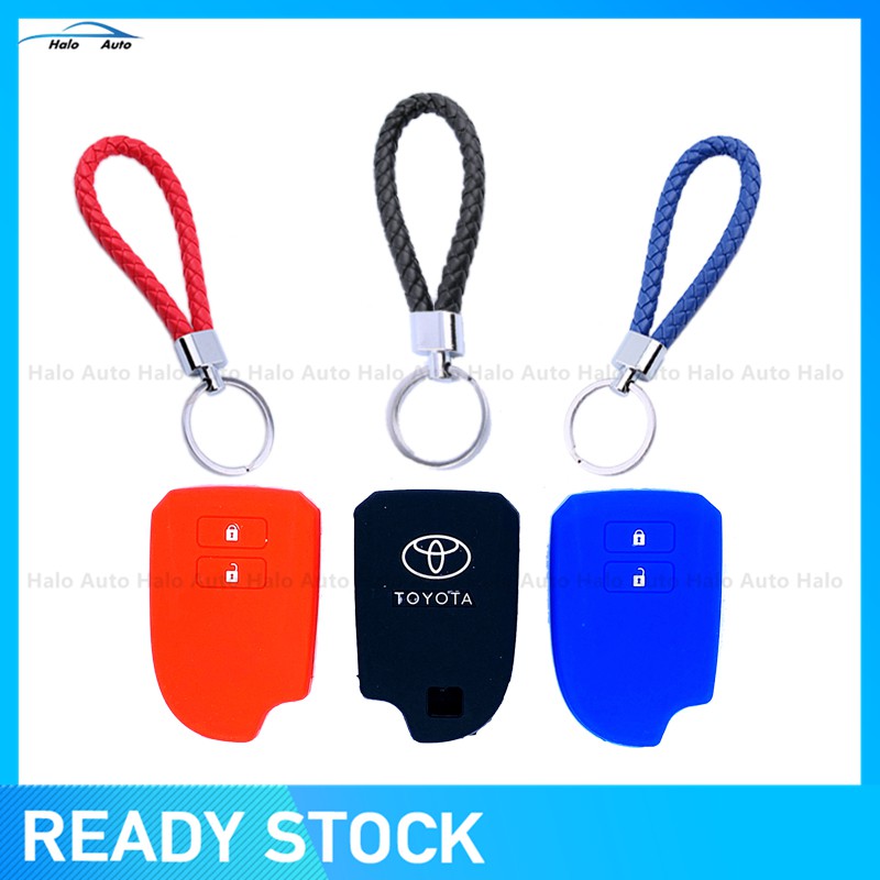 Cover Kunci Remote Mobil Keyless Bahan Silikon Dengan Gantungan Kulit Untuk Toyota All-New Yaris 2018-2020