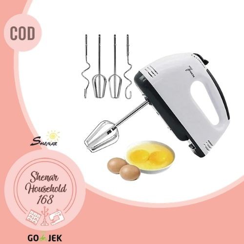 SHENAR (BISA COD) HAND MIXER TANGAN  DENGAN 7 KECEPATAN  SUPER FREE 4 BUAH ALAT ADUK MIXER SERBAGUNA