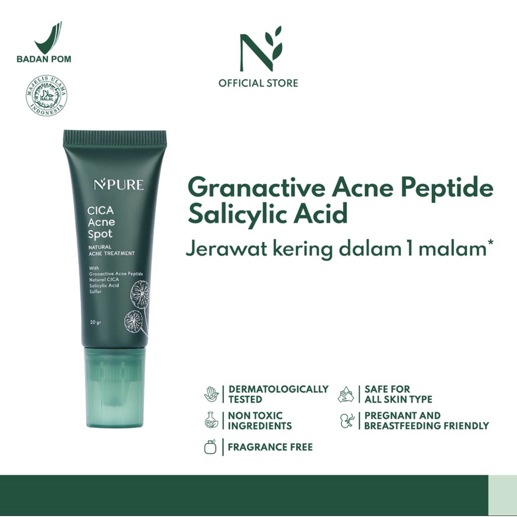 NPURE Spot Treatment Acne Spot 20gr / Dark Spot 5ml Centella Asiatica BPOM