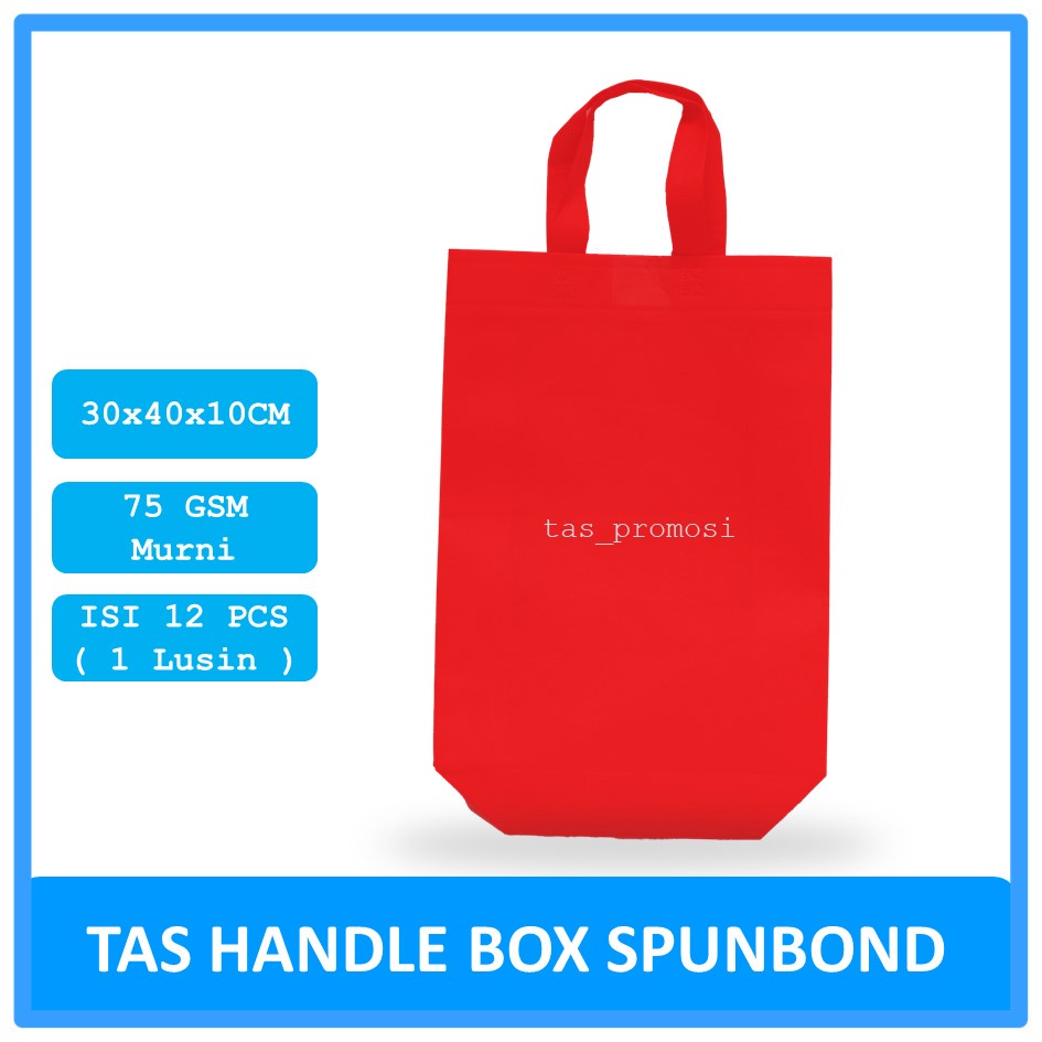 Goodie Bag Spunbond Box 30x40x10 Merah Satuan / Tas Spunbond Polos