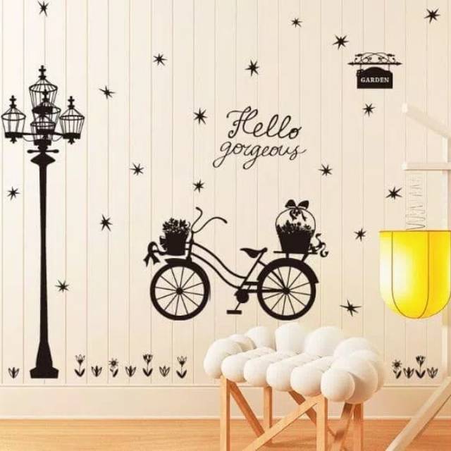  Stiker  Dinding Wallpaper 60x90cm Motif Karakter  sepeda  