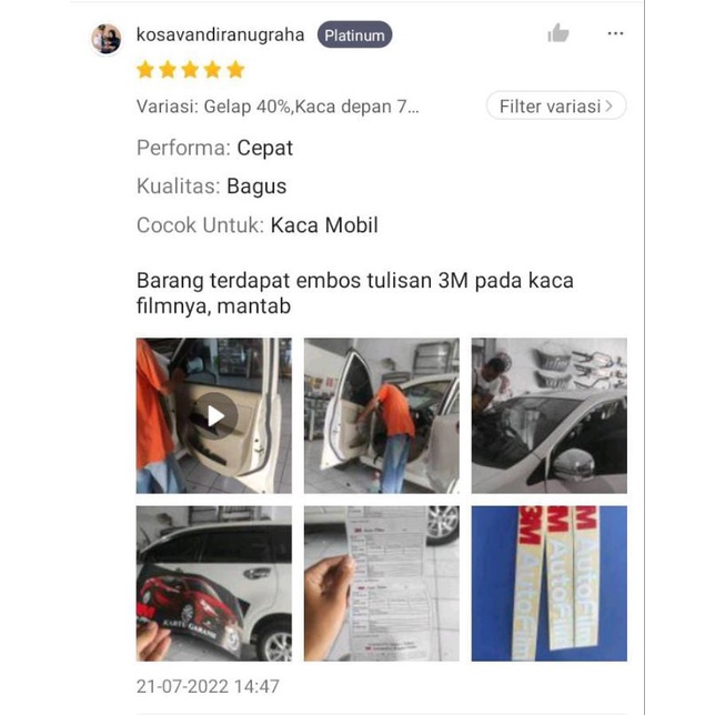 MEWAH!!! Kaca Film Mobil 3M Black Beauty Garansi Bisa Request Potong Berbagai Merek Dan Jenis Mobil