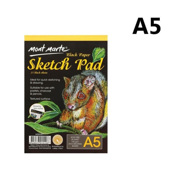 

Mont Marte Black Paper Sketch Pad A5 Buku Gambar Kertas