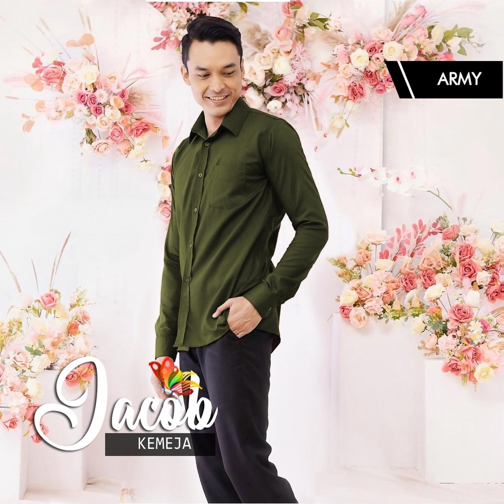 KEMEJA JACOB POLOS  / ATASAN PRIA / KEMEJA BASIC POLOS PRIA MOSCREPE / KEMEJA KOKACOB / ATASAN BAJU COWOK LENGAN PANJANG &amp; PENDEK