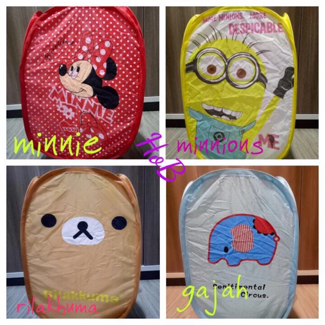 Laundry bag cute / keranjang baju lipat (Hamper)