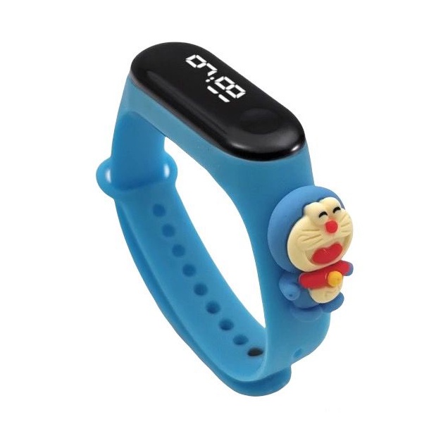 Jam Tangan Digital Elektronik Tahan Air Led Rubber IP67 Motif Kartun Anak Laki-laki Perempuan Pria Wanita Couple Dewasa Semua Umur Gelang JF061 JA006-BLUE DORAEMON
