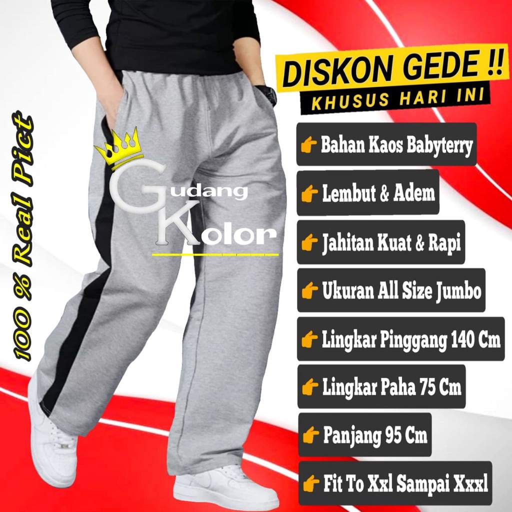 Celana Trening Pria Big Size Jumbo Polos Santai Terening Panjang Pants Training Laki Laki Harian Cow