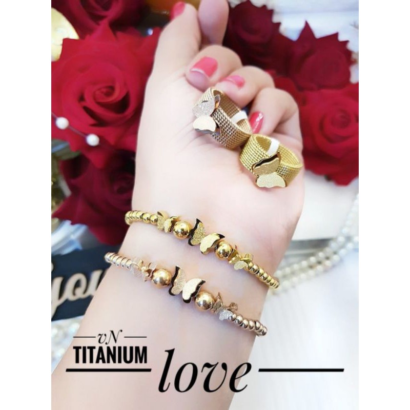 titanium gelang dan cincin d1211 (pilih warna)