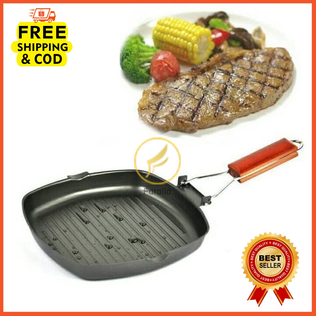 Teplon Teflon Kotak 20cm Square Grill Pan BBQ Anti Lengket