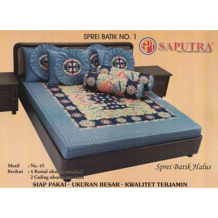 Saputra Sprei Batik 180x200 Full Katun Motif 45 / Seprai No 1