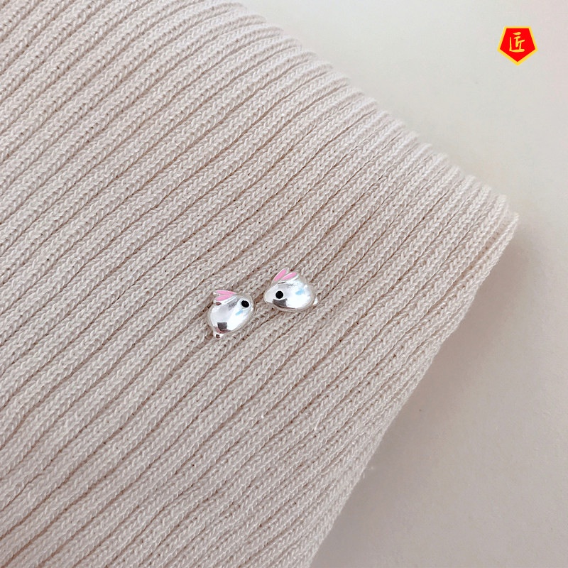 [Ready Stock]Bunny Ear Studs 925 Silver Female Cute