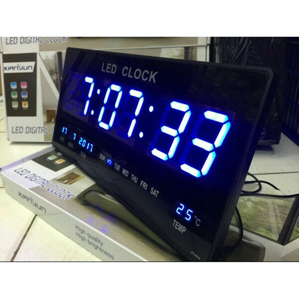 Jam Dinding Digital LED Digital Clock LED Biru