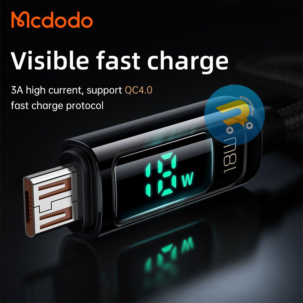 MCDODO Kabel Micro Usb Digital Display Pro Fast Charging 3A QC 4.0 - Charger Micro Usb Mcdodo - Kabel Data Micro Usb Mcdodo – Micro Usb Mcdodo – Samsung, Oppo, Vivo, Xiaomi, Huawei, Asus ORIGINAL