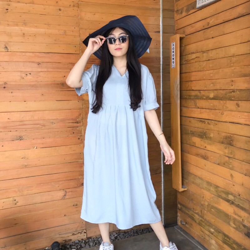 LUNA Plain dress ( Baby blue ) / Daster rayon polos
