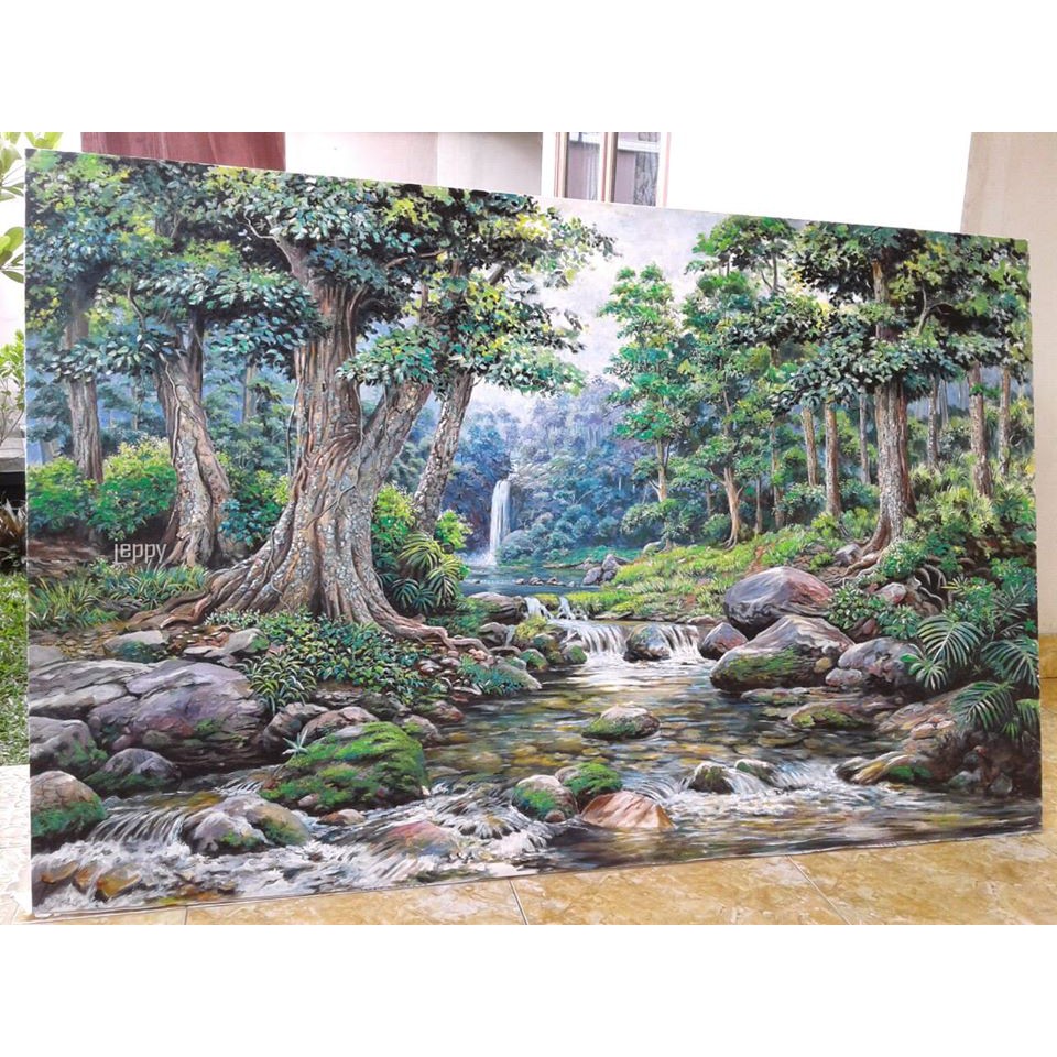 Lukisan Pemandangan Alam Hutan Rimba Shopee Indonesia