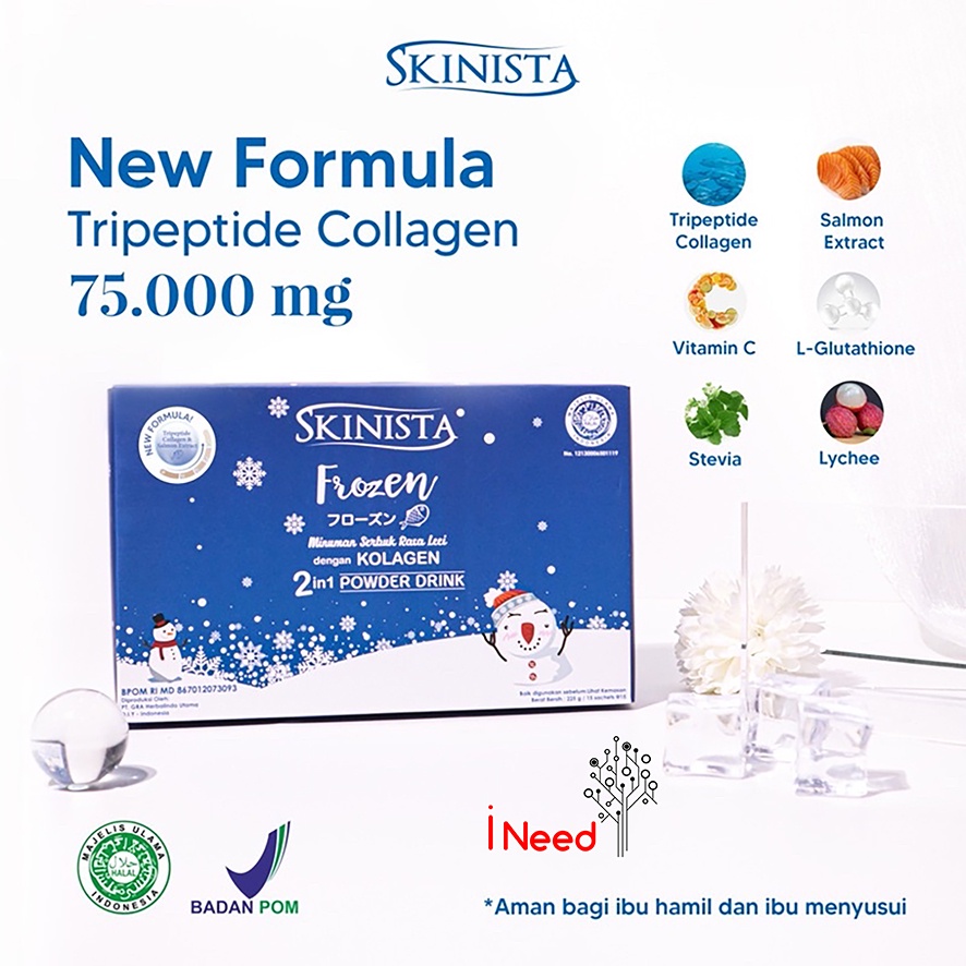 (INEED) SKINISTA FROZEN COLLAGEN 2 IN 1 Powder Drink, Serbuk