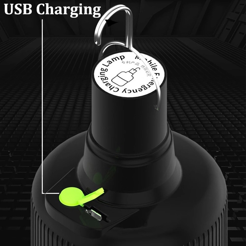 1 Pc Lampu Bohlam LED USB Rechargeable Bahan ABS Dengan Kait Untuk Camping