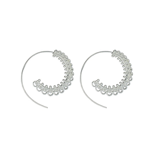 LRC Anting Tusuk Fashion Silver Vortex Gear Earrings F59314