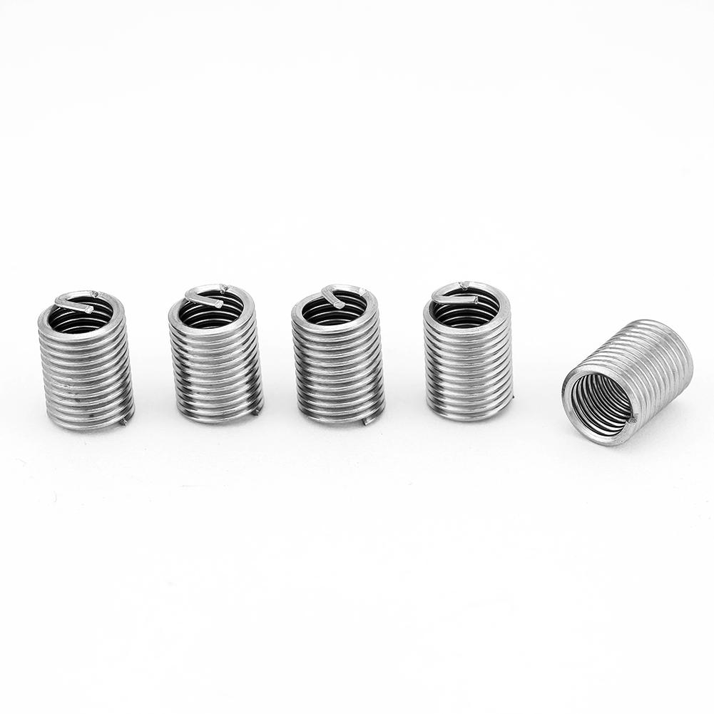 Wear-Resistance Stainless Steel SS304 Coiled Wire Helical Screw Thread Inserts M6 x 1.0 x 3D Length 50pcs Thread Repair Insert 