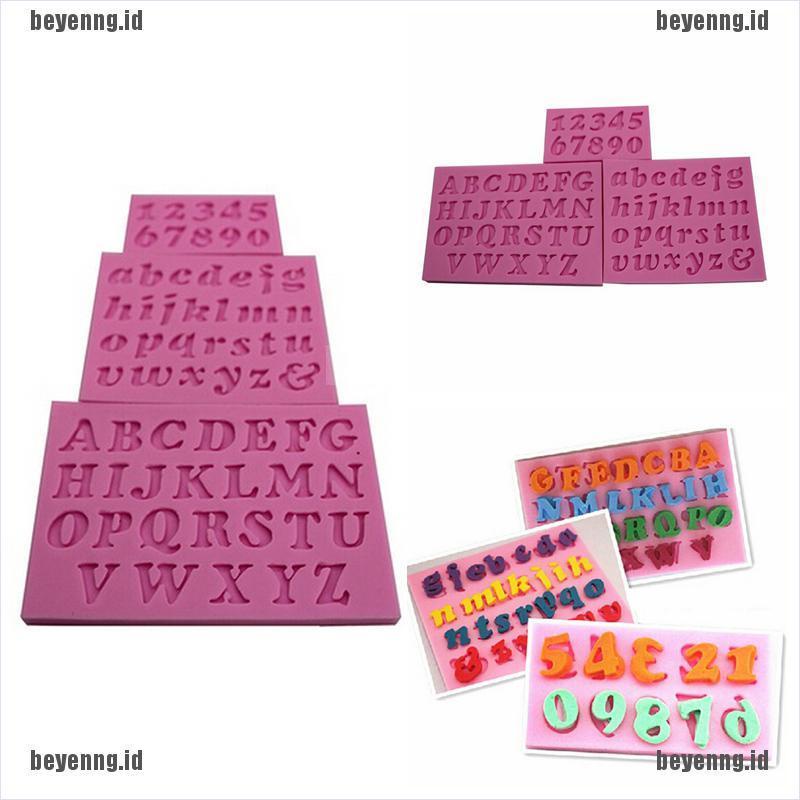 Bey 3pcs / Set Cetakan Fondant Bahan Silikon Desain Huruf + Angka Handmade Untuk Dekorasi Kue DIY