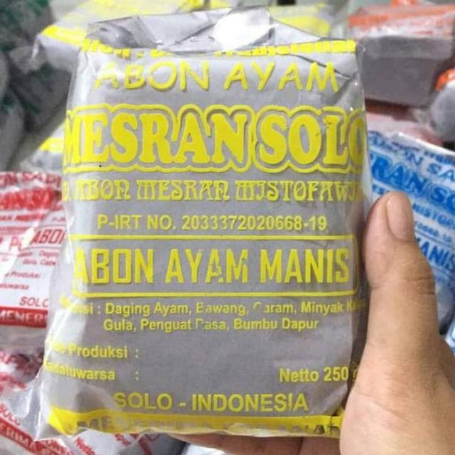 

Abon ayam legendaris mesran solo 250 gr