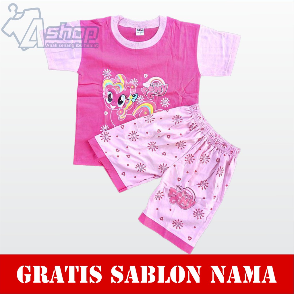 Baju Anak Setelan Little Pony Kaos Anak Laki-Laki Perempuan Murah Gratis Custom Nama