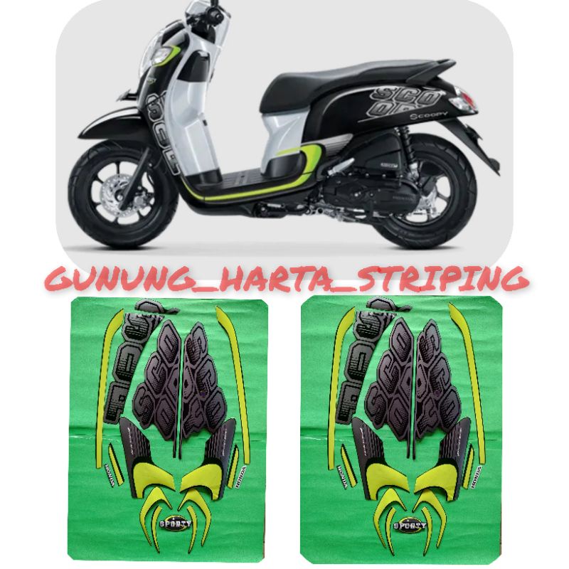 Striping Stiker Lis Les Body Motor Honda Scoopy Sporty FI 2017 Full Set Motif Standar Original Warna