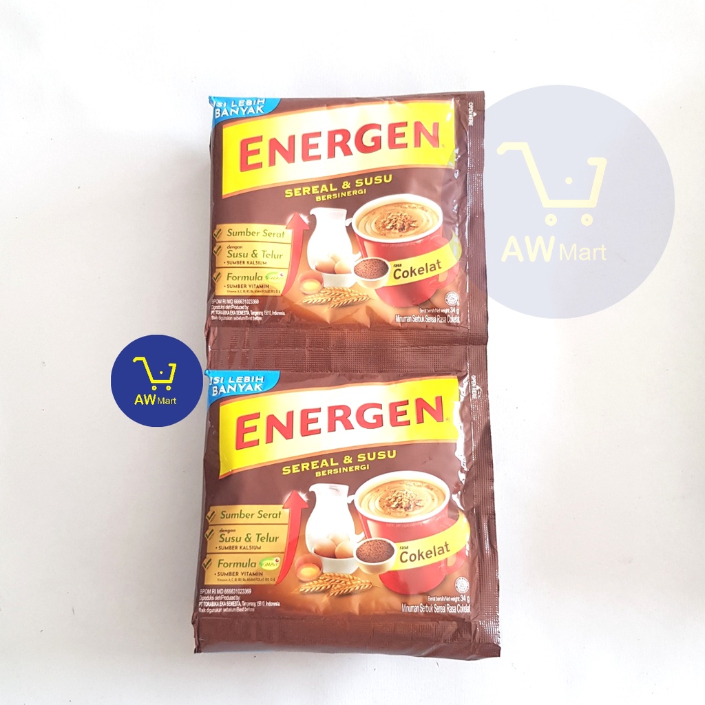 ENERGEN SEREAL RENCENG SACHET (10 SACHET X 32 GRAM) 320 GRAM - COKLAT, VANILA, JAHE, KACANG HIJAU