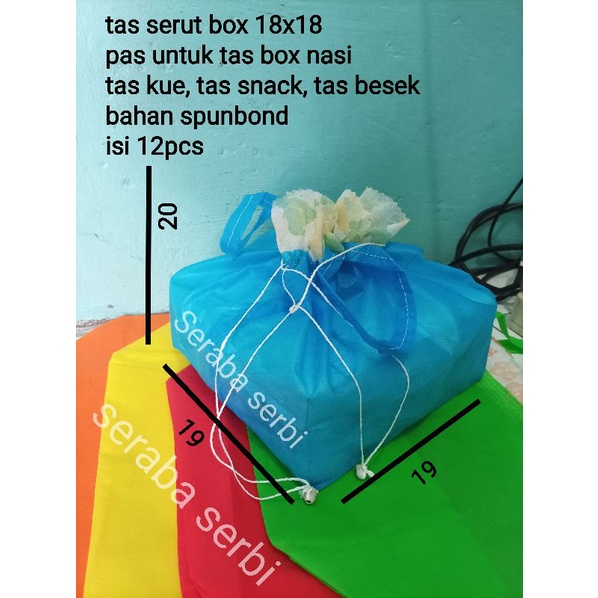 tas serut box 18x18 tas spunbond tas snack tas tahlilan tas box nasi tas goodiebag tas nasi kotak ta