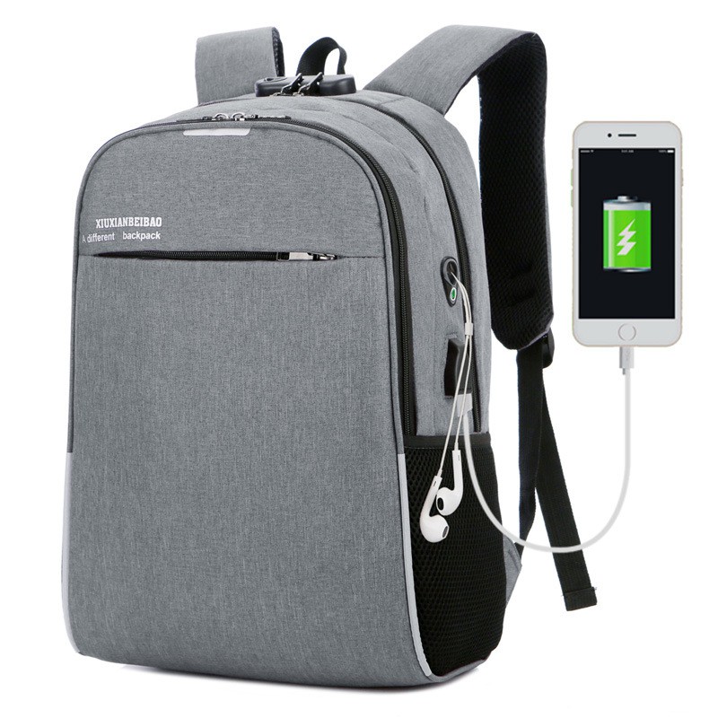 Tas Ransel Backpack KUNCI Nomor SECURITY LOCK Korea Fashion Waterproo USB Port + Lubang Earphone