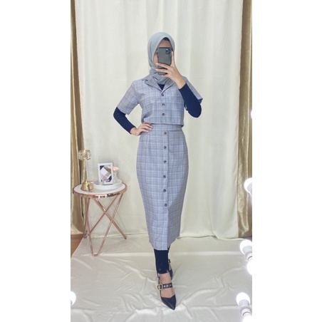 ERIN SET crop top / SETELAN DAPAT BLAZER DAN ROK / SET BLASER PREMIUM / SETELAN BLASER TARTAN SET