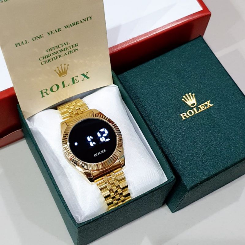 Jam Tangan Rolex Digital Led Rantai Model Original Box Include Kartu Garansi / Jam Tangan Terbaru