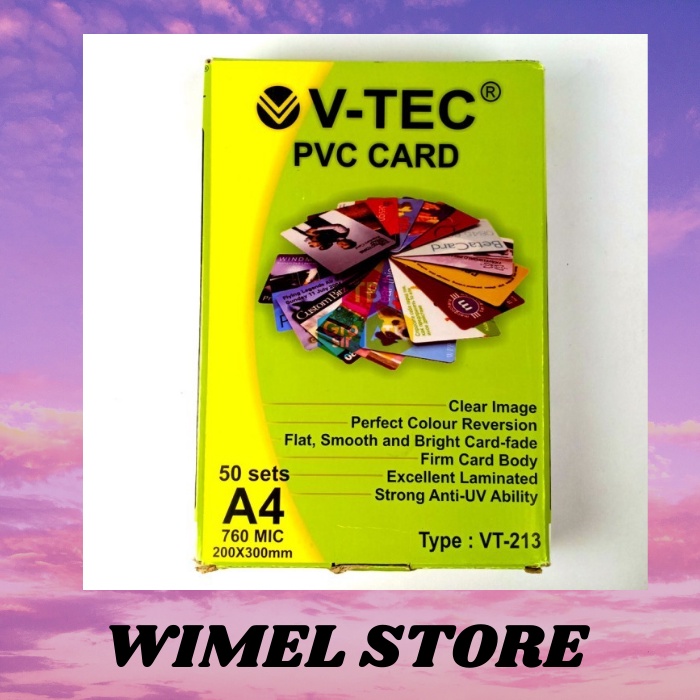 

V-Tec Kertas PVC Card Warna Putih VT-213 A4 KARTON