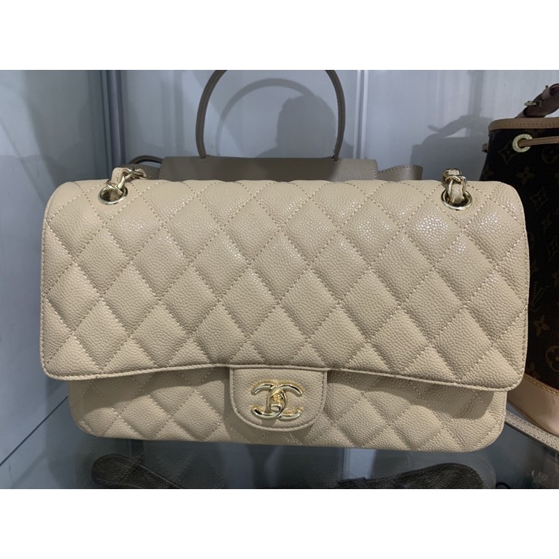 Preloved tas chanel classic jumbo beige mirror