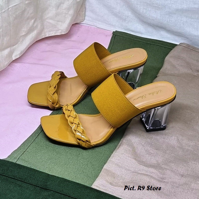 R9 Sandal wanita Hak kaca Wilona K37