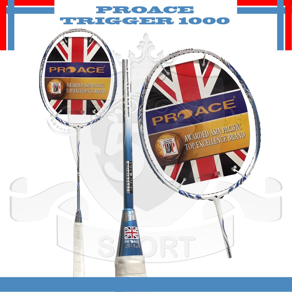 Raket Badminton Pro Ace Trigger 1000 Original Bonus Komplit