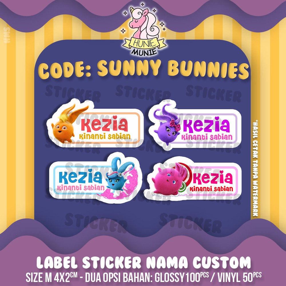 

Sticker Label Nama Custom - Sunny Bunnies (100pcs+) Stiker