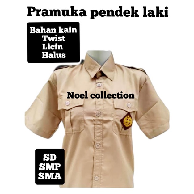Baju Pramuka Seragam Sekolah SD SMP SMA Laki-laki lengan pendek bahan twist licin